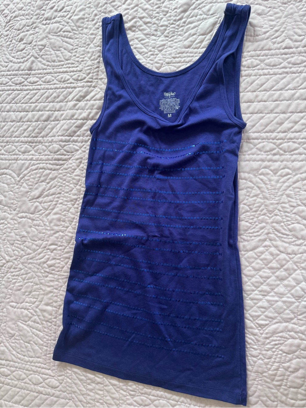 Mossimo Supply Co. Royal Blue Sequin Stripe Tank Top